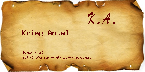 Krieg Antal névjegykártya